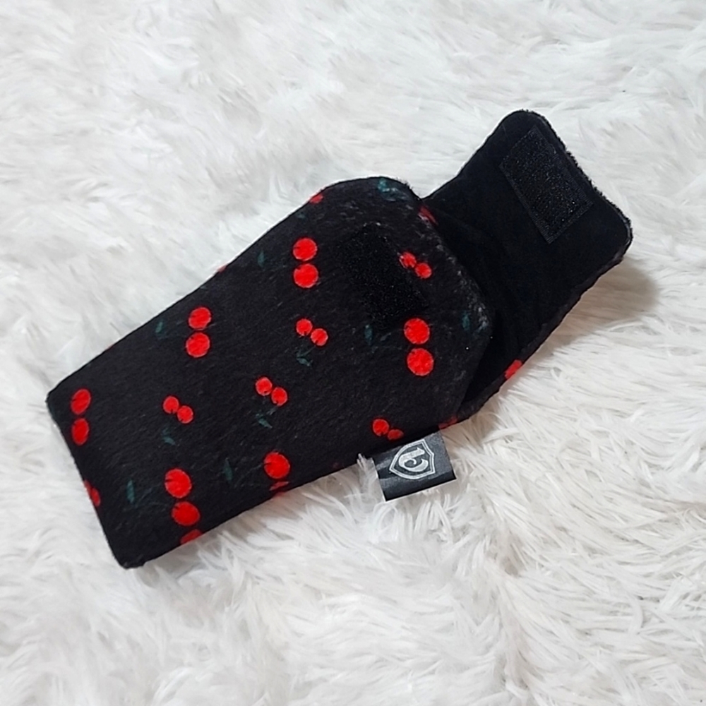 Vatra Velcro Case / Bag 6x3 inches Black with Cherry Pattern